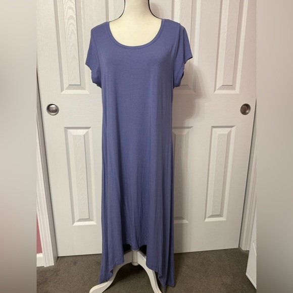 2/$30 H by Halston Hi- Low Periwinkle Blue Scoop Neck Maxi Dress Sz MP  #2323 - Picture 2 of 6